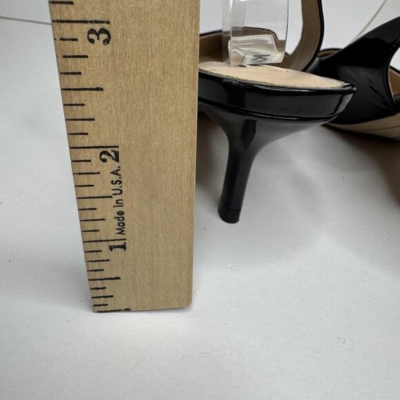 Karl Lagerfeld Paris Shoes Womens Size 8.5 Black Patent Slingback Kitten Pumps - Picture 8 of 10